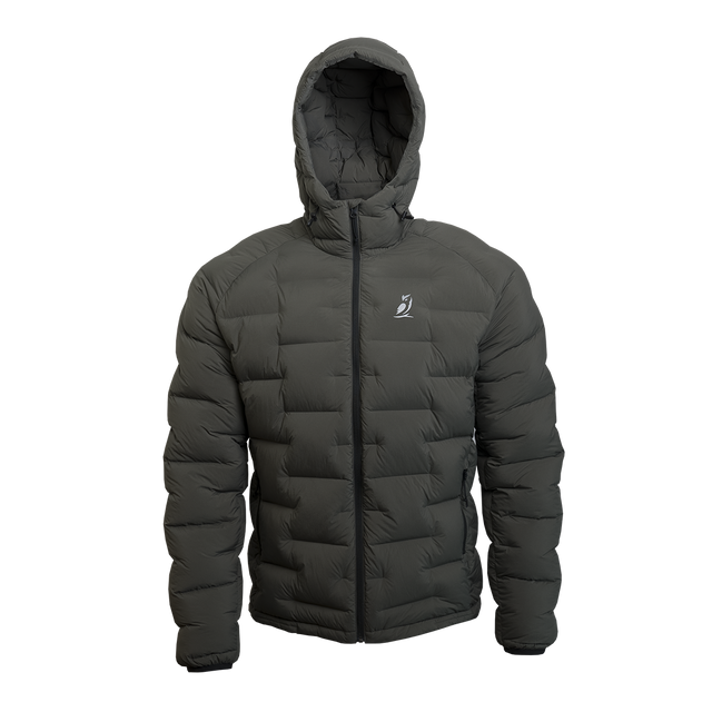 Outdoor Vitals Vantage Alpine Down Jacket – straight front view with hood, alpine-ready ultralight insulation