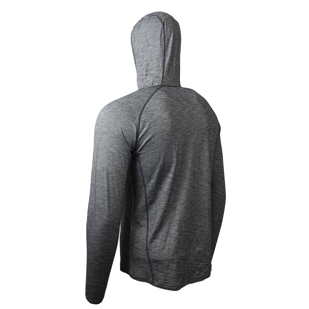 Angled rear view of Tern Ultralight Merino Wool Hoodie