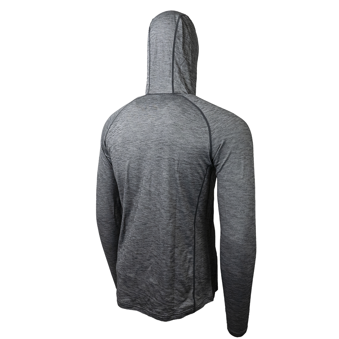 Angled rear view of Tern Ultralight Merino Wool Hoodie