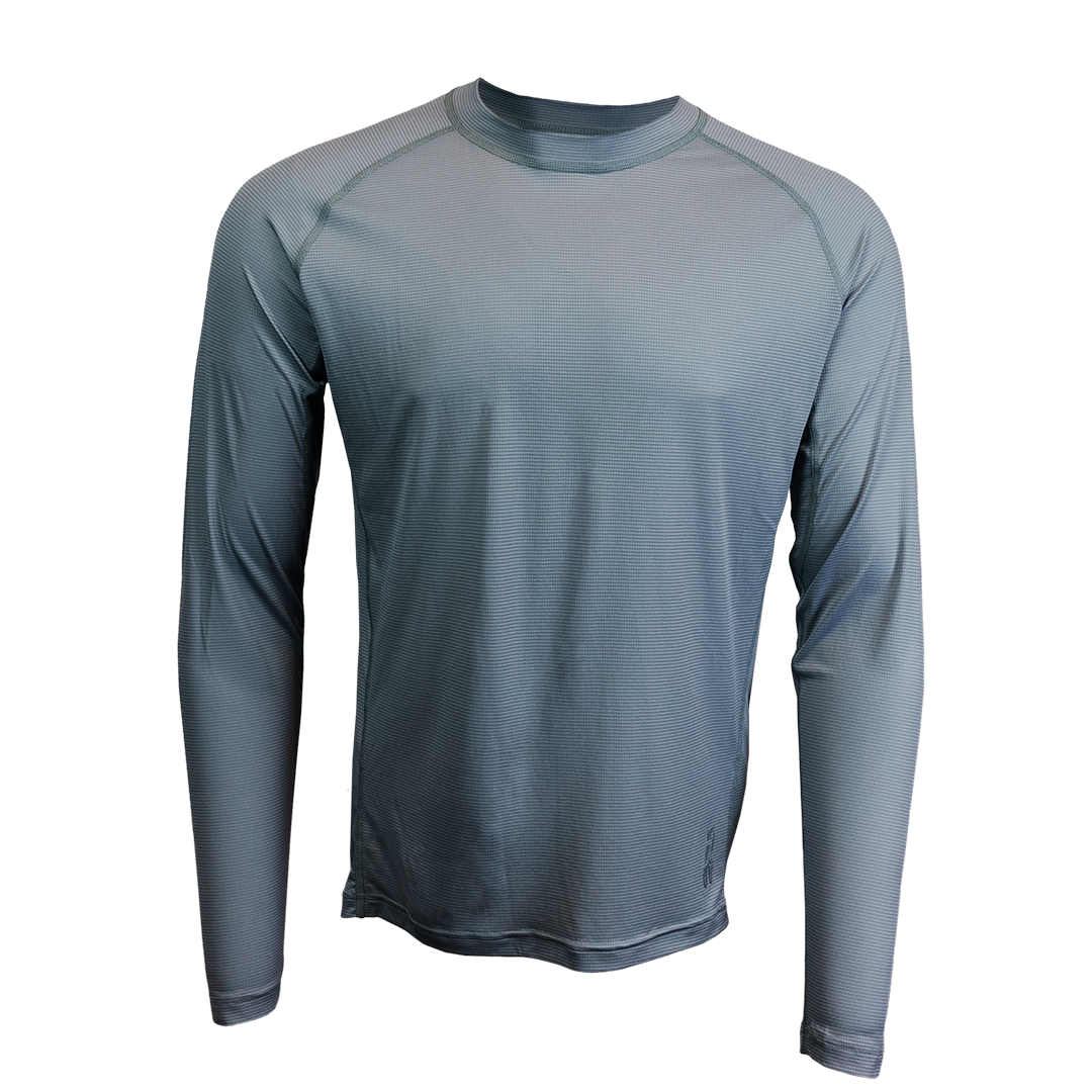 Long-sleeve athletic shirt on a white background