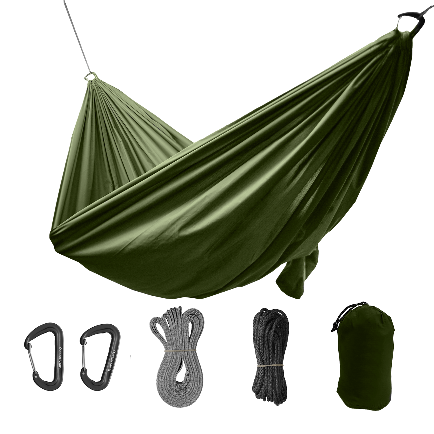 Outdoor Vitals Ultralight Complete Hammock System and included hardware.