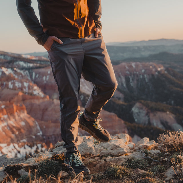 front view of hiker wearing Skyline Trail Joggers