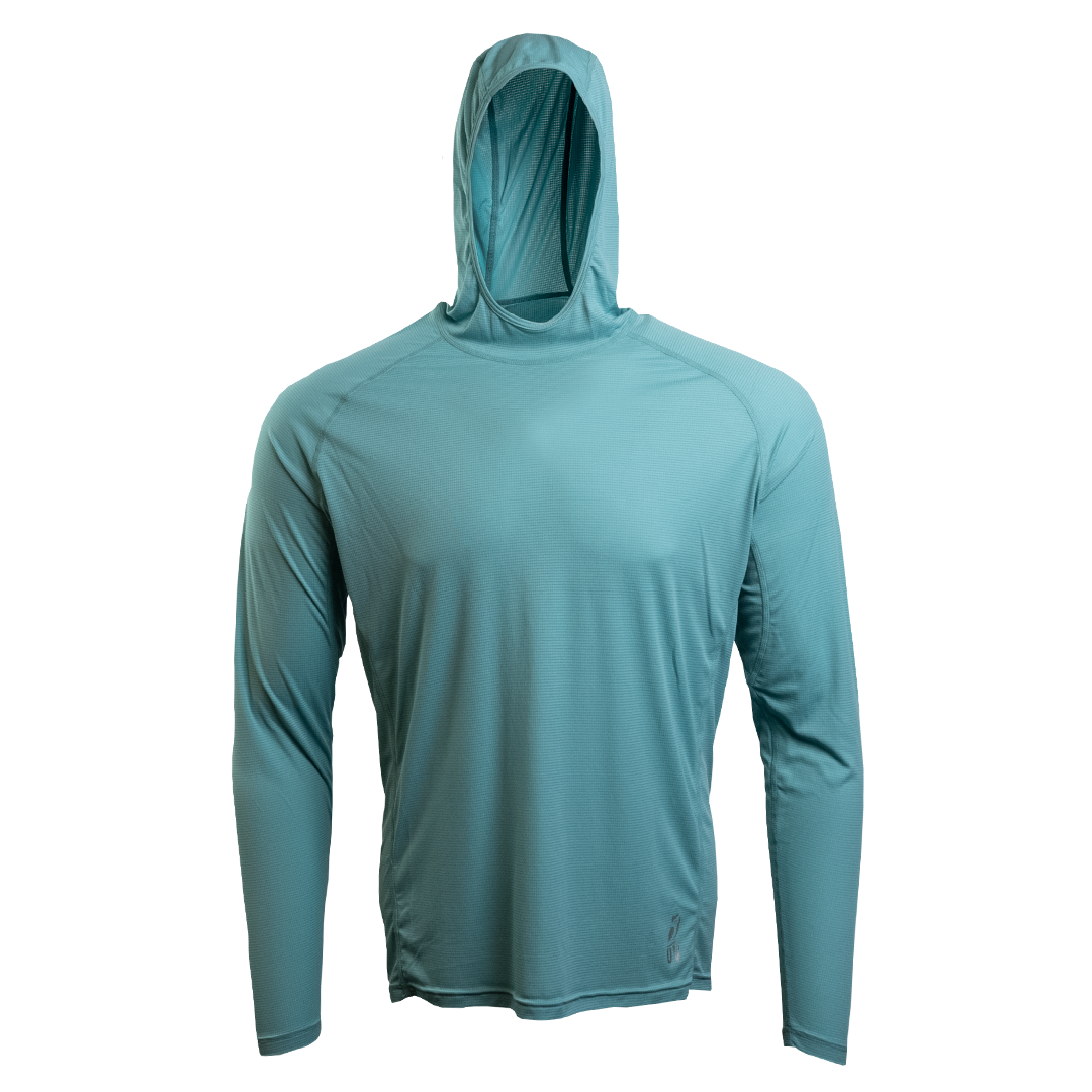 Turquoise Altitude Sun Hoodie front view. Hoodie only.