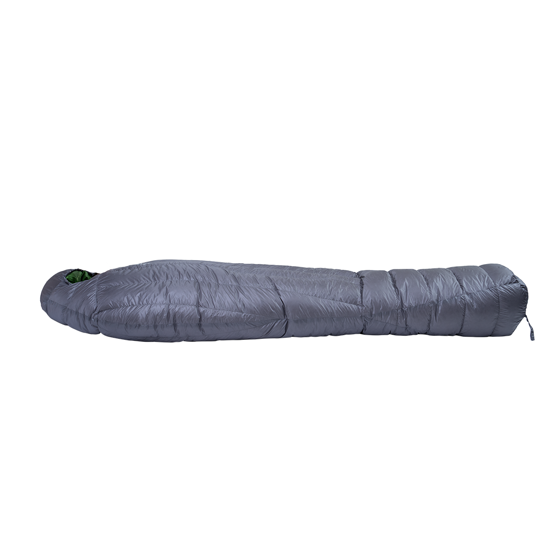 side view of down sleeping bag