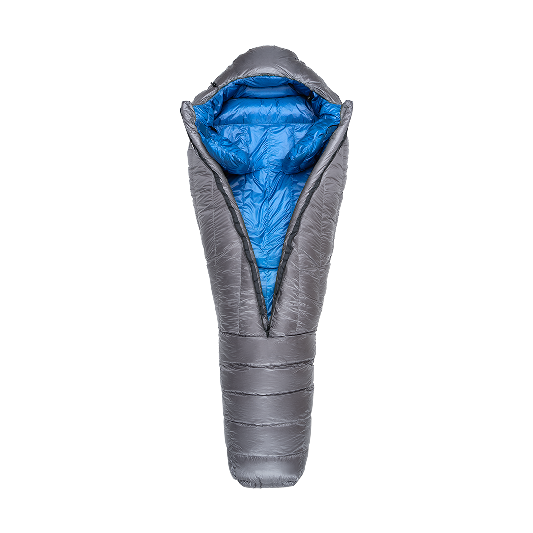 front view of 15 degree sleeping bag unzipped