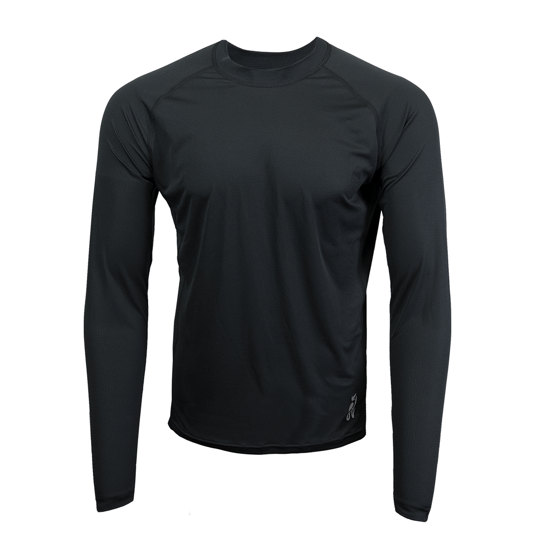 Long-sleeve athletic shirt on a white background