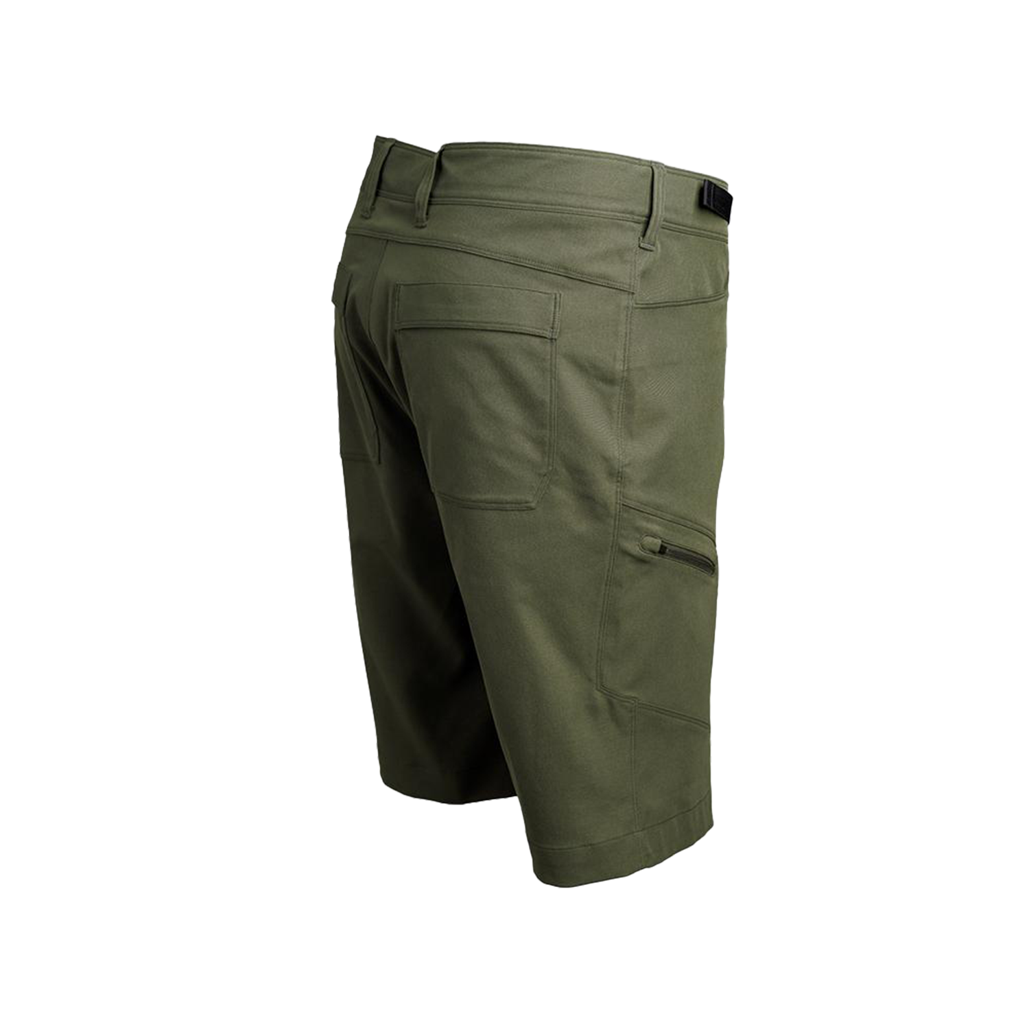 Angled rear view of men's backpacking shorts
