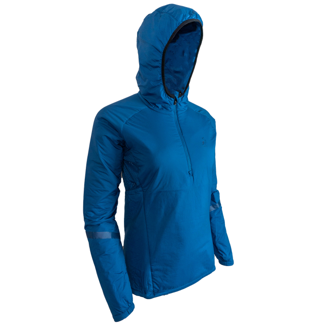 side view of women's technical hoodie