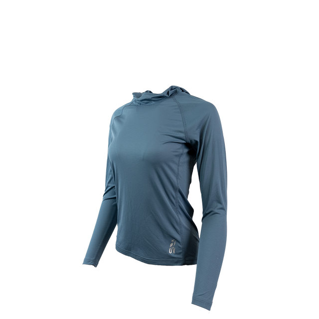 Ultralight synthetic hoodie, displaying true flat-lock seams and a minimal clean collar.