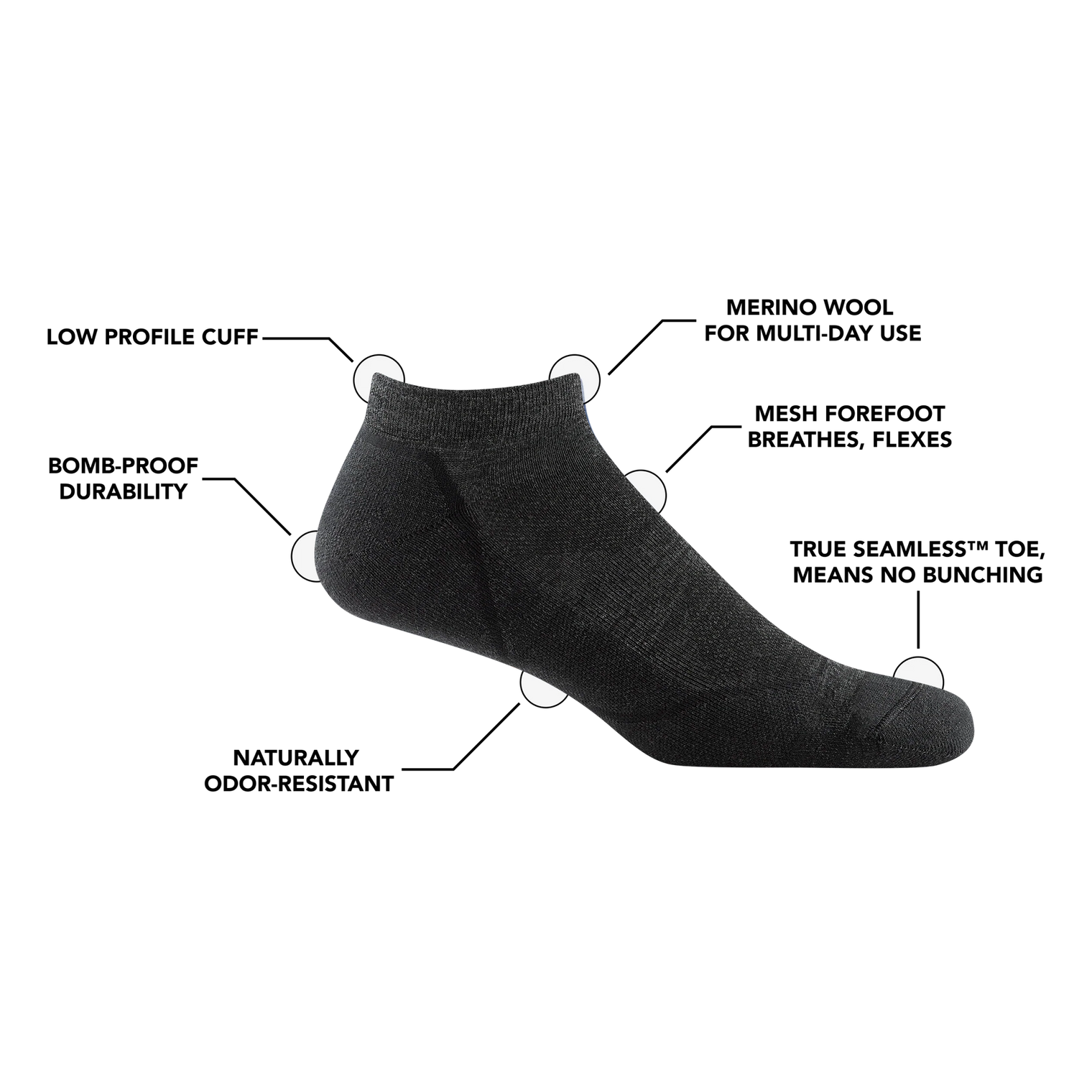Men's Darn Tough Light Hiker No Show Lightweight Hiking Socks