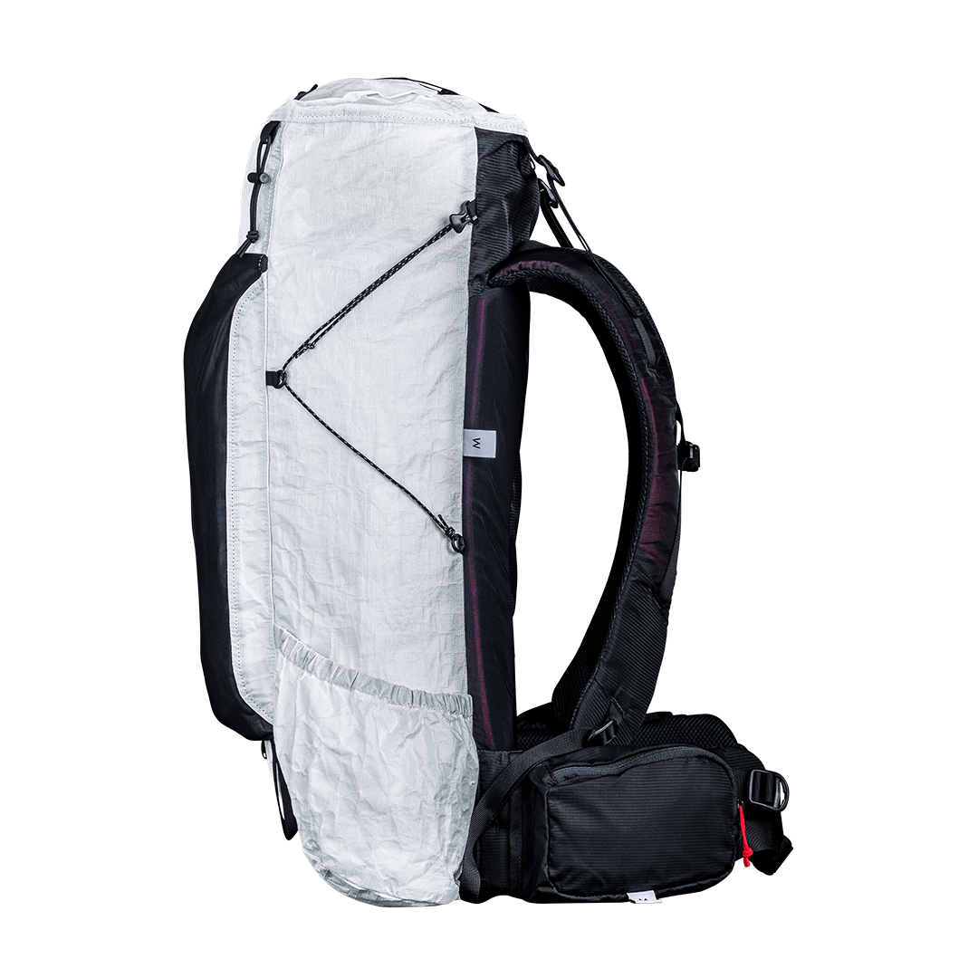 Side view of CS40 Ultra backpack on a plain background