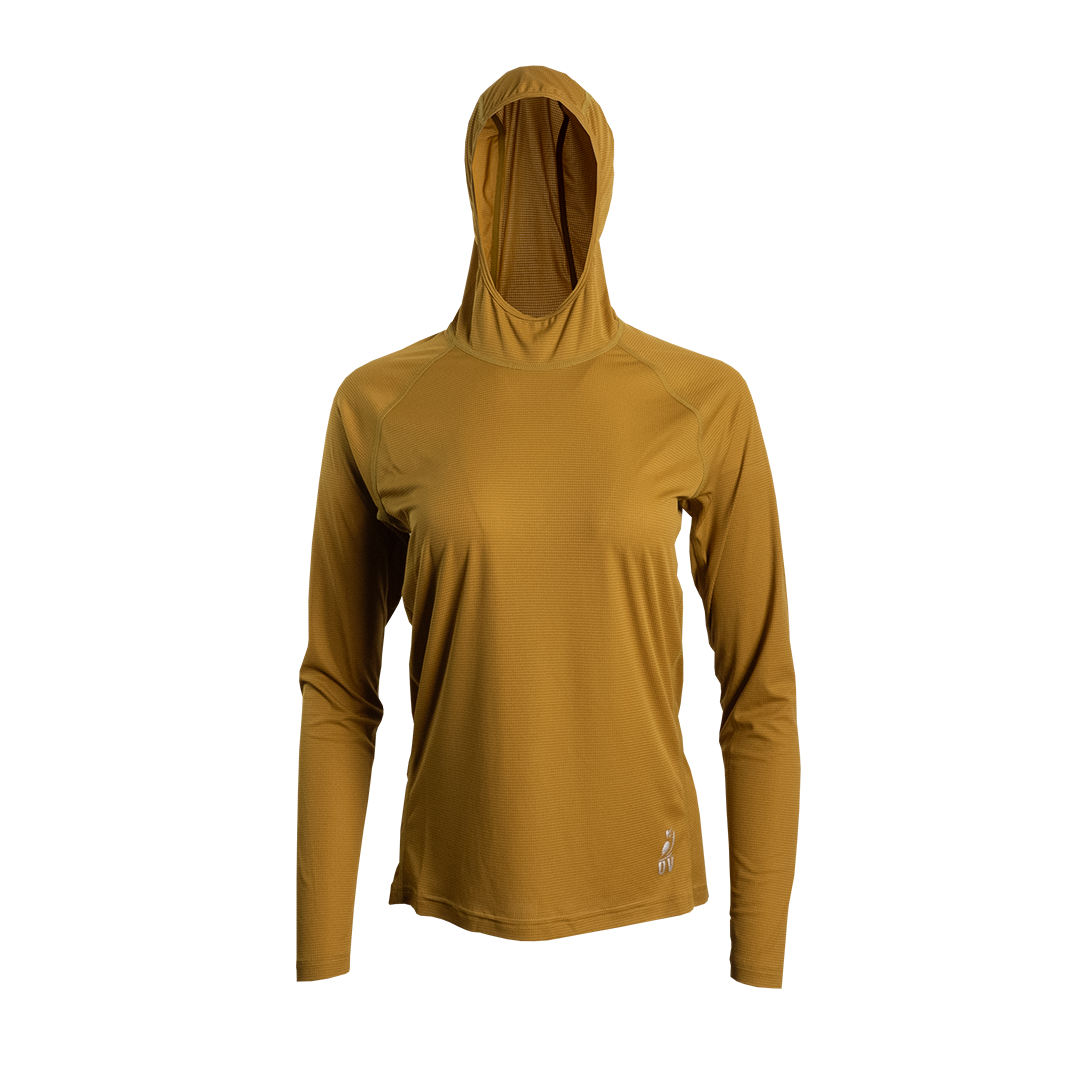 Ultralight synthetic hoodie with a hood, displaying true flat-lock seams and a minimal clean collar.