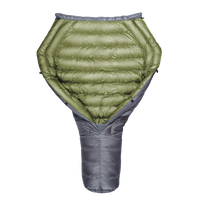 A StormLoft Down TopQuilt, designed for use as a sleeping pad top quilt to insulate against cold drafts.