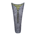 Full view of the Outdoor Vitals StormLoft Down TopQuilt shown from the back, displaying its open-back design, pad attachment points, and tapered footbox.