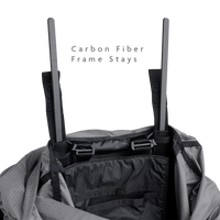 Top view of the Shadowlight 60 backpack interior showing removable carbon fiber frame stays for support and structure.