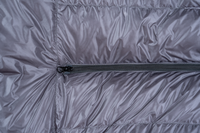 close view of secondary zipper slider on sleeping bag