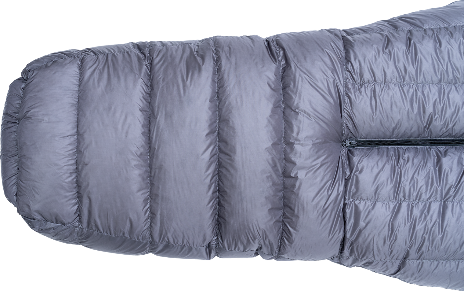 top view of footbox & horizontal baffles on down sleeping bag