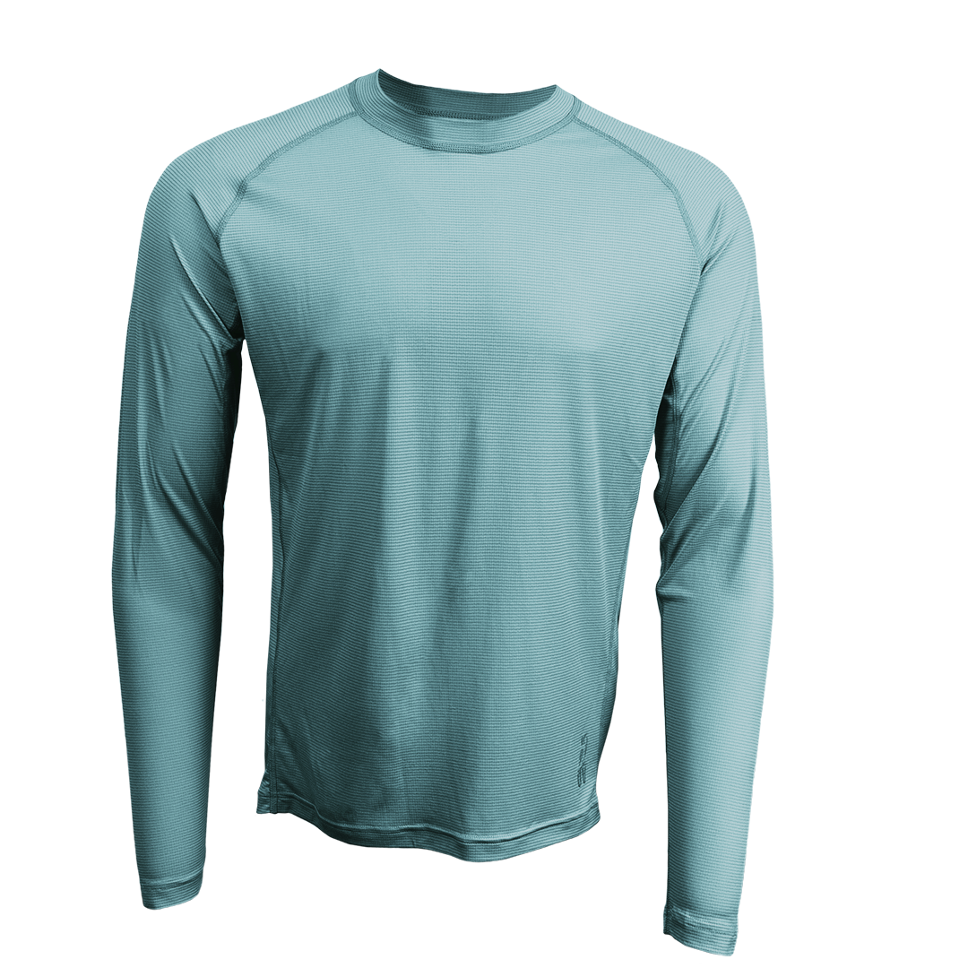 Long-sleeve athletic shirt on a white background