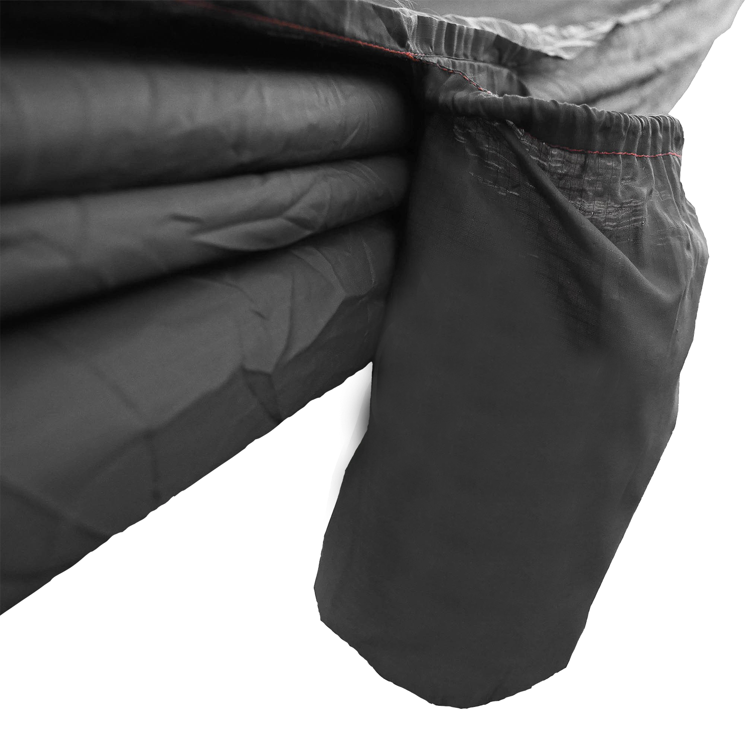 Close-up of the integrated stuff sack pouch attached to the side of an Outdoor Vitals Ultralight Hammock.