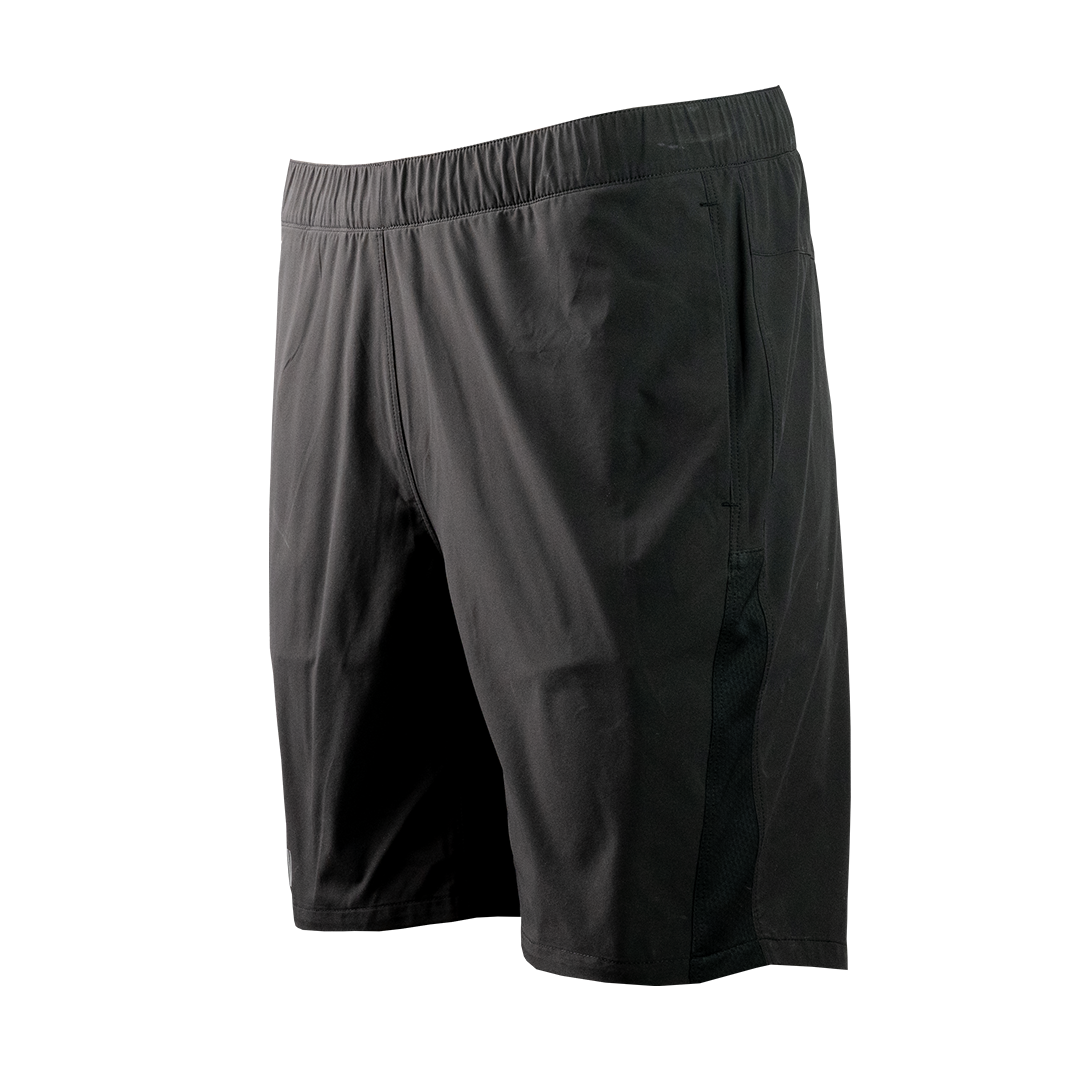 Angled front view of men's hiking shorts