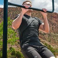 Man exercise while wearing ultralight athletic shirt
