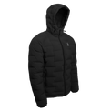 Outdoor Vitals Vantage Alpine Down Jacket – angled front view with hood, ultralight insulated puffer for backpacking and alpine adventures