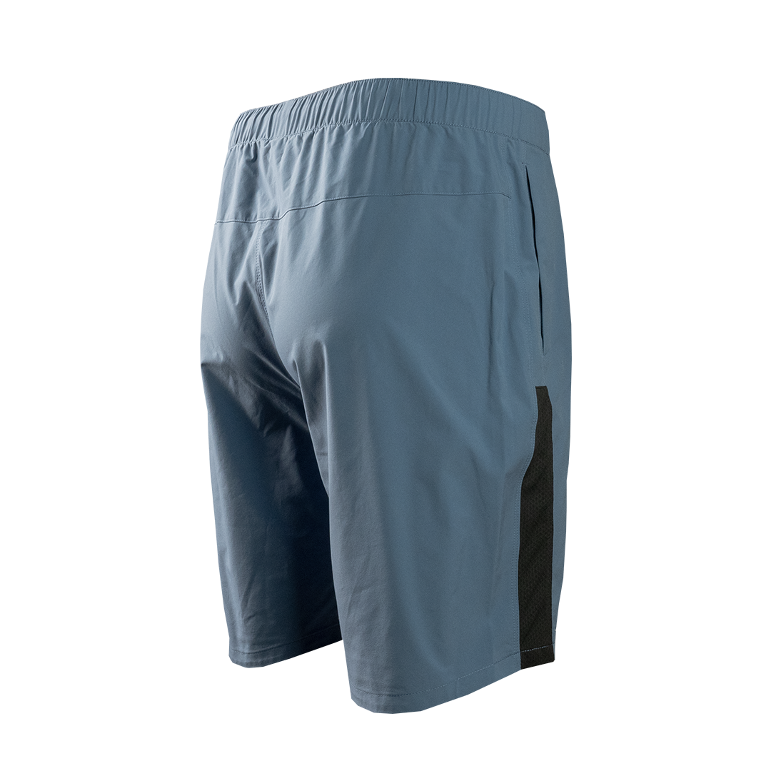 Angled rear view of men's hiking shorts