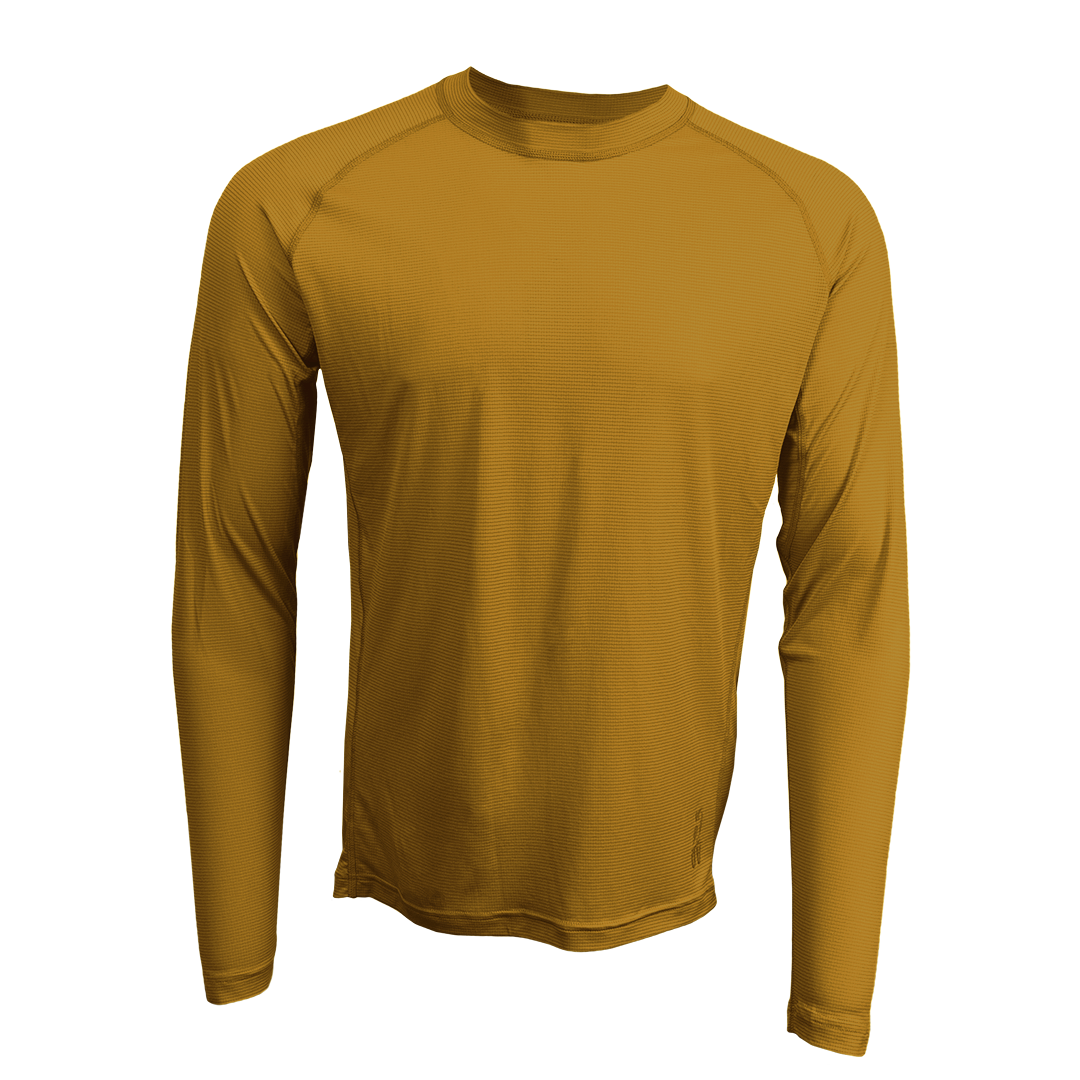 Long-sleeve athletic shirt on a white background