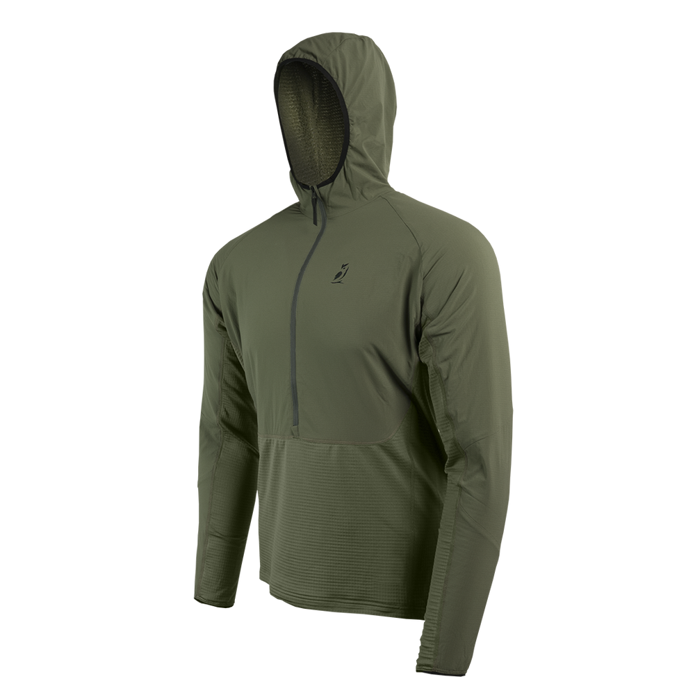 side view of fleece hoodie for men