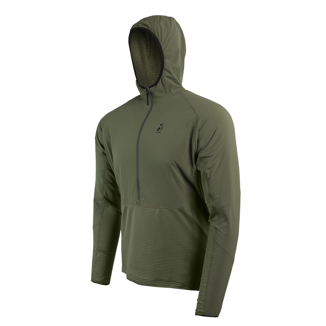 side view of fleece hoodie for men