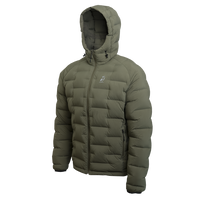 Outdoor Vitals Vantage Alpine Down Jacket – angled left front view, ultralight insulated puffer for cold weather hiking