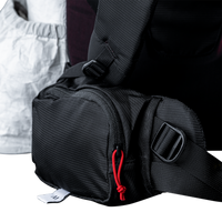 close view of large hip belt pocket on an ultralight backpack for hiking