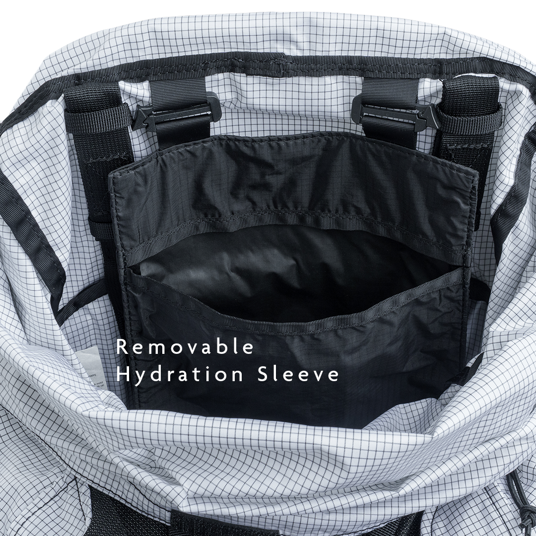 Interior view of backpack showing removable hydration sleeve.