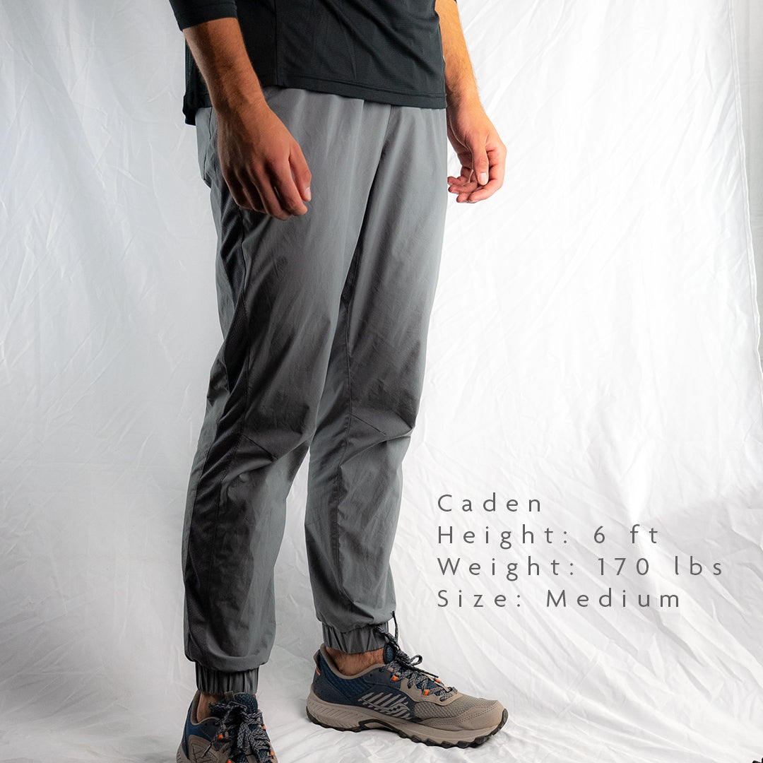 Model Caden wearing Outdoor Vitals Skyline Trail Joggers in size Small.