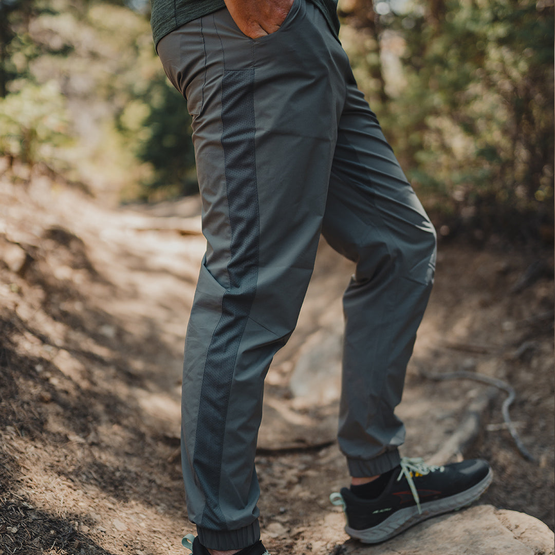 side view of men's ultralight hiking pants