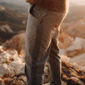 close side view of mesh ventilation on men's hiking pants