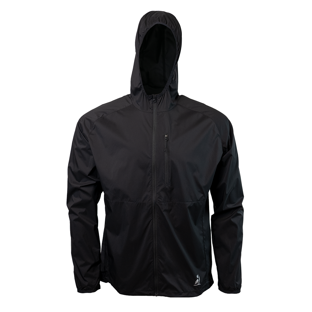 front view of windbreaker jacket for backpacking