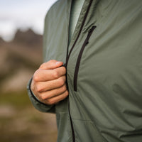 Nebo Windbreaker front zipper detail, Close-up of Nebo Windbreaker chest pocket, Nebo Windbreaker zipper view