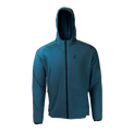 front view of men's full zip hooded jacket for backpacking