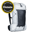 Angled view of CS40 backpack with a visible brand logo on a plain background with an Outside Gear Guide award badge.