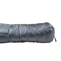 side view of footbox on down sleeping bag