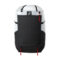 Front product view of the Outdoor Vitals Skyline 30 Fastpack displaying the large stretch-mesh pocket, side water bottle pockets, brand logo patch, top compression strap, and lower gear attachment loops.