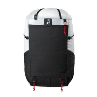 Front product view of the Outdoor Vitals Skyline 30 Fastpack displaying the large stretch-mesh pocket, side water bottle pockets, brand logo patch, top compression strap, and lower gear attachment loops.