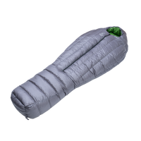 angled view of 0 degree down sleeping bag with center zipper