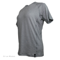 Angled view of Outdoor Vitals Tern Ultralight Merino Wool Tee fit on women