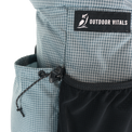 Detail of the Shadowlight Ultralight Backpack's side cinch pocket for secure storage