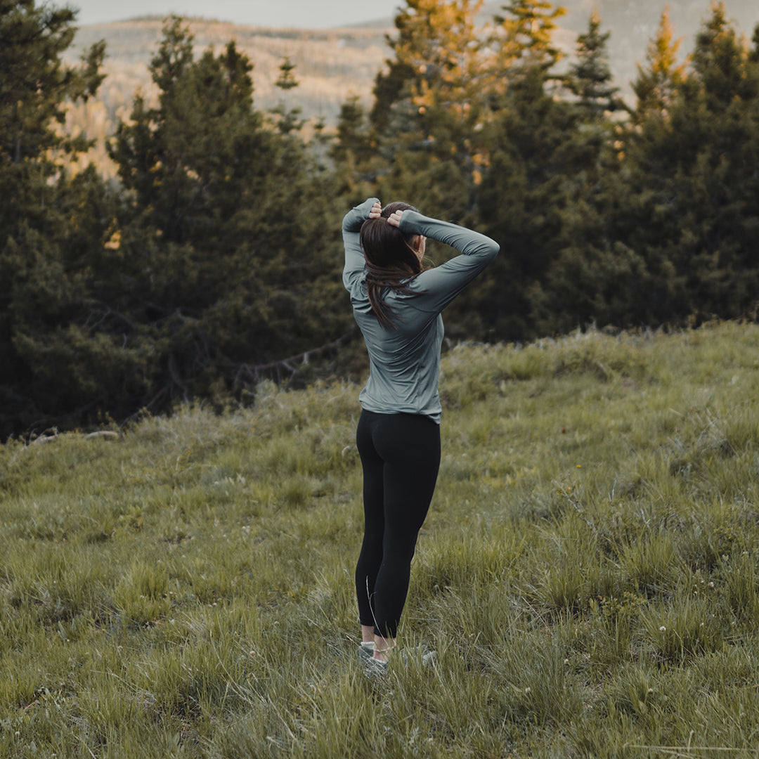 Woman wearing ultralight sun hoodie