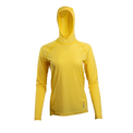 Ultralight synthetic hoodie with a hood, displaying true flat-lock seams and a minimal clean collar.