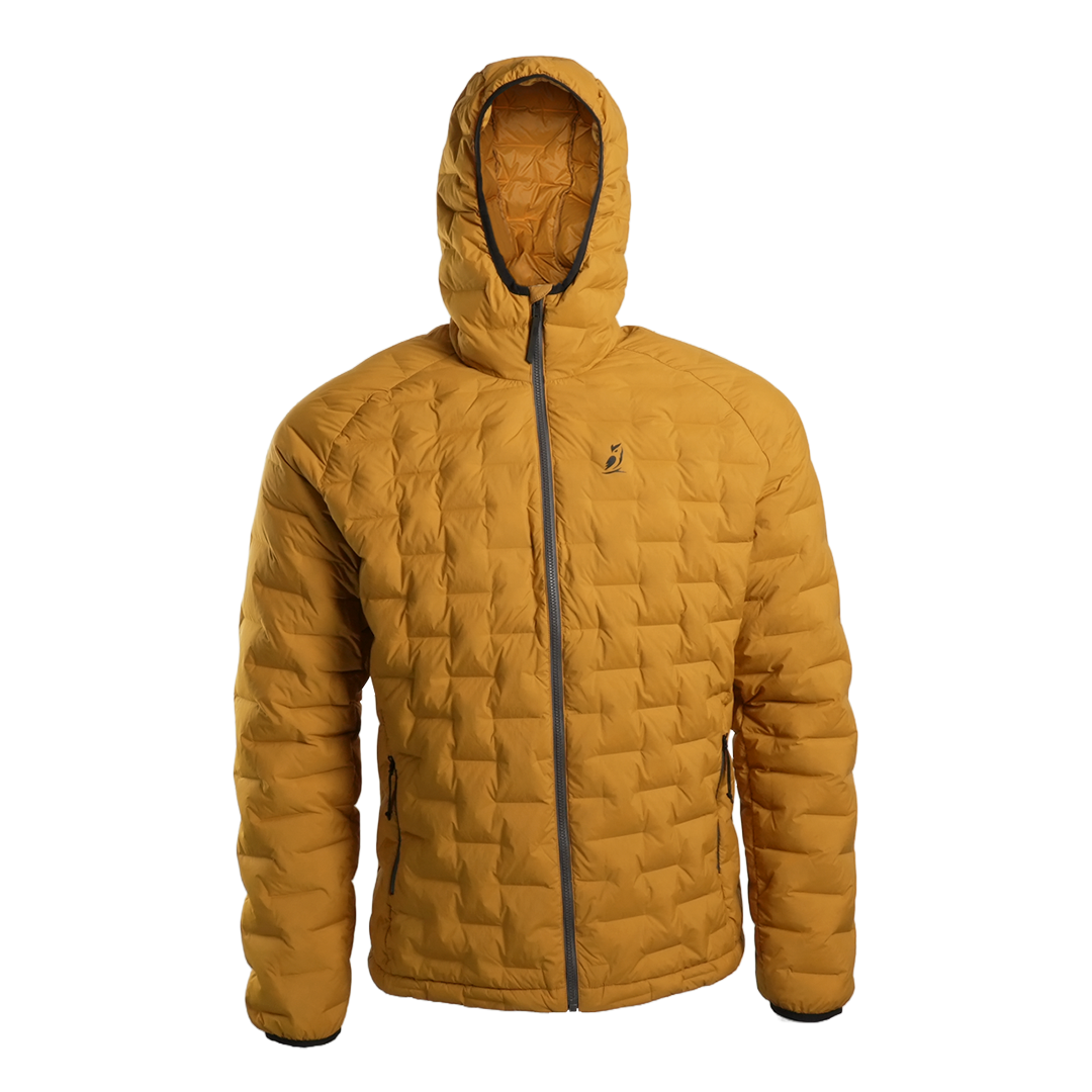 Front view of Outdoor Vitals Zulu Down Jacket highlighting ExpeDry™ down and wind-resistant Zero Stitch™ shell.