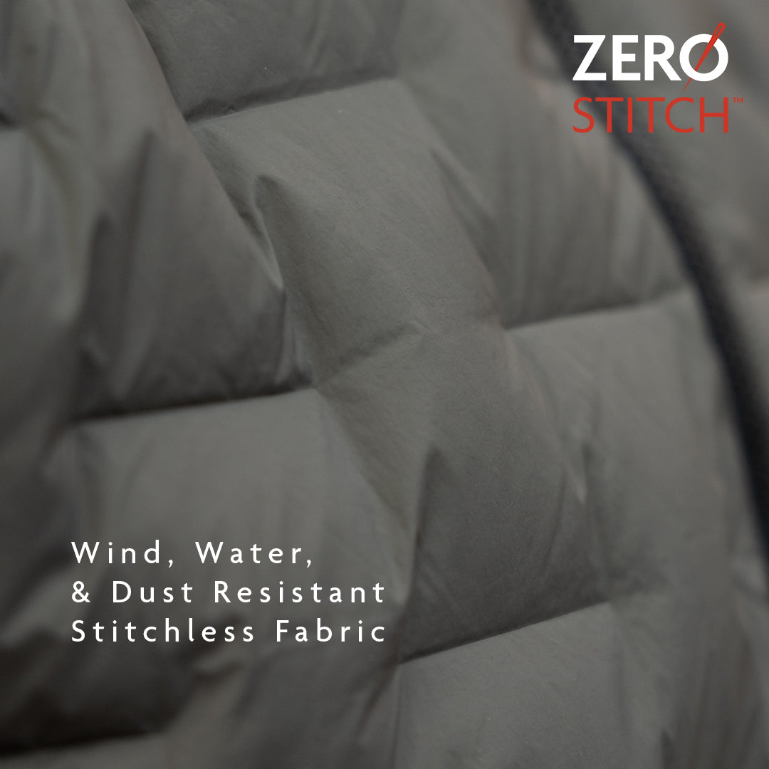 Close-up of Zero Stitch™ insulated fabric with stitchless construction for wind, water, and dust resistance.